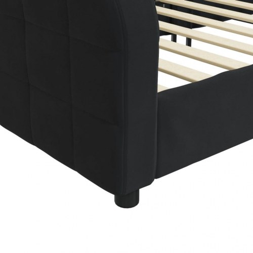 Daybed i velour - 100 x 200 cm, sort sengeramme/sovesofa