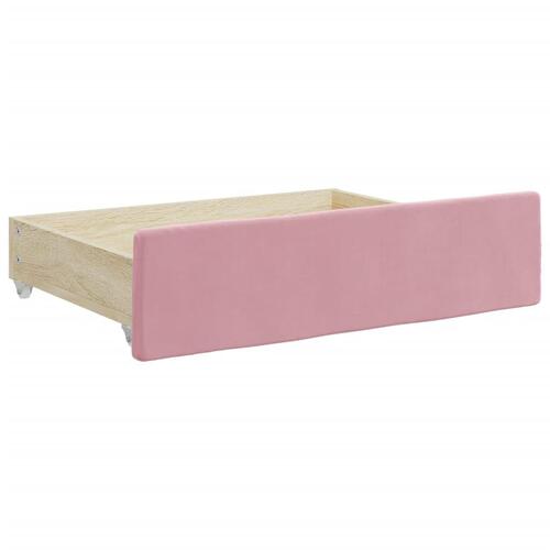 Daybed med udtræk og skuffer 90x200 cm velour lyserød