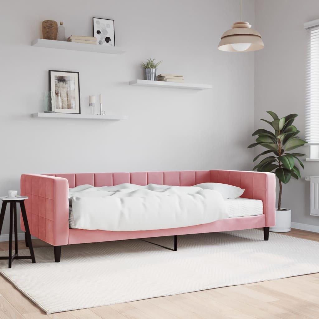 Daybed Velour Pink Lyserød - med madras / 90 x 200 cm