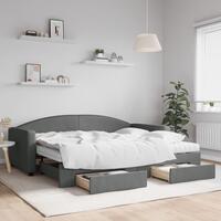 Daybed med udtræk og skuffer 90x200 cm stof mørkegrå