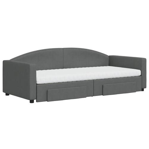Daybed med udtræk og skuffer 90x200 cm stof mørkegrå