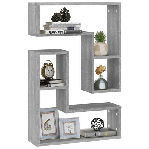 Væghylder 2 stk. 50x15x50 cm konstrueret træ grå sonoma-eg