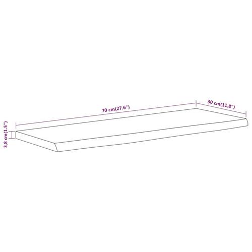 Væghylde 70x30x3,8 cm rektangulær massivt akacietræ