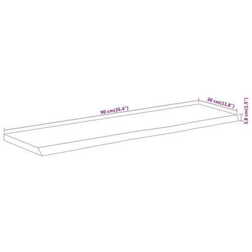 Væghylde 90x30x3,8 cm rektangulær massivt akacietræ