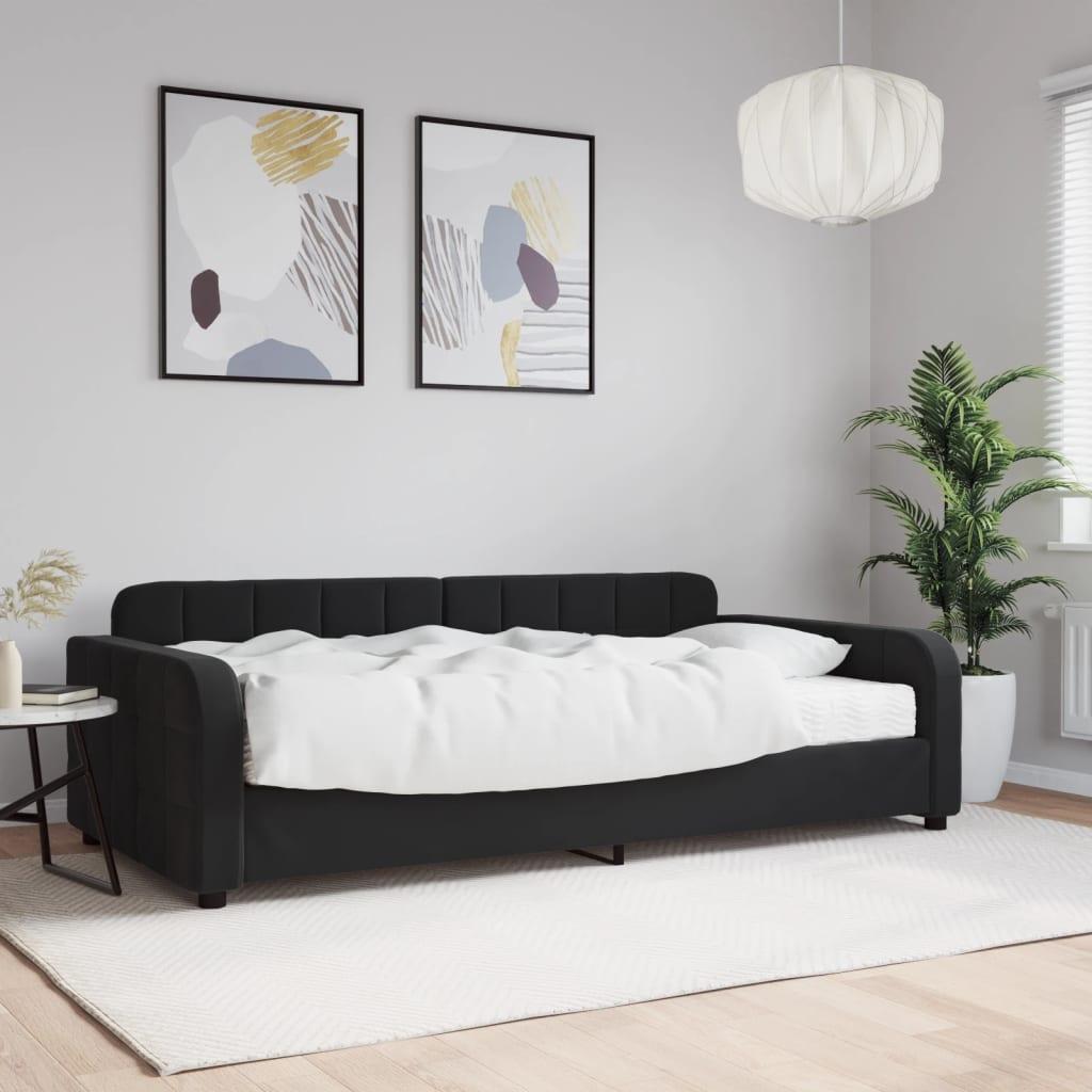 Daybed Velour Sort - med madras / 100 x 200 cm