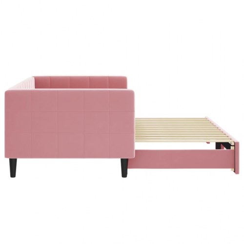Daybed med udtræk 90 x 200 cm - lyserød velour