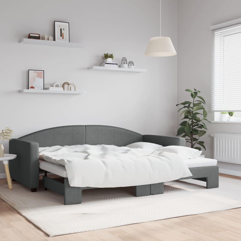 daybed med udtræk 90x200 cm stof mørkegrå