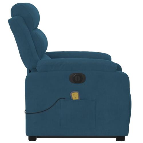 Massagestol med løftefunktion velour blå