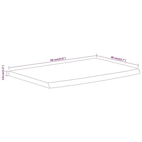 Væghylde 60x40x3,8 cm rektangulær massivt akacietræ