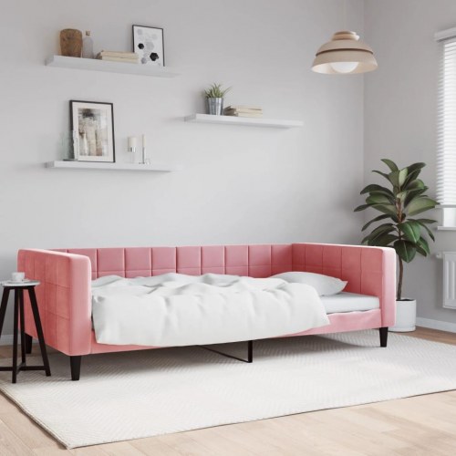 Daybed i velour 100 × 200 cm - lyserød sovesofa