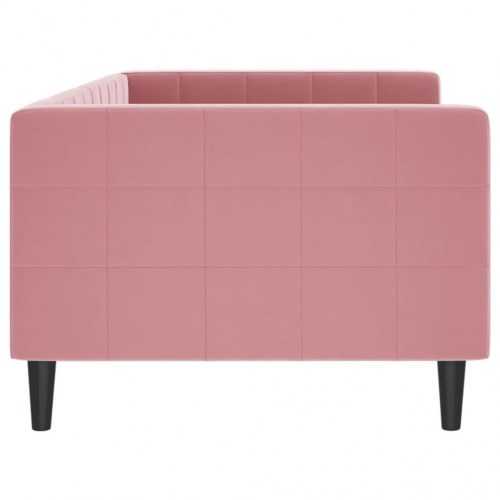 Daybed 90×200 cm i velour - lyserød sovesofa/gæsteseng