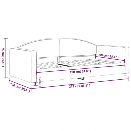 Daybed med sengeramme 90x190 cm i stof - lysegrå