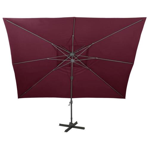 Hængeparasol med dobbelt top 400x300 cm bordeauxrød
