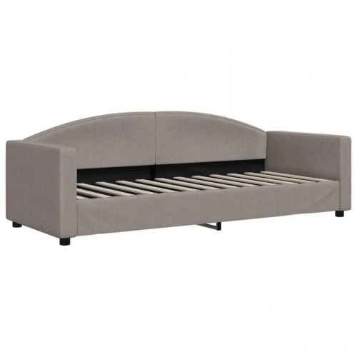 Daybed 80x200 cm i stof - gråbrun sengeramme med armlæn