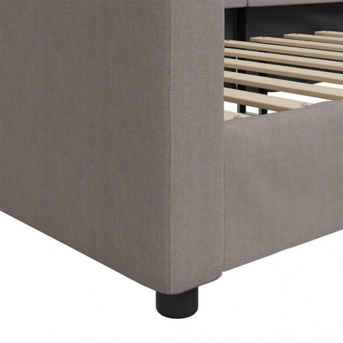 Daybed 80x200 cm i stof - gråbrun sengeramme med armlæn