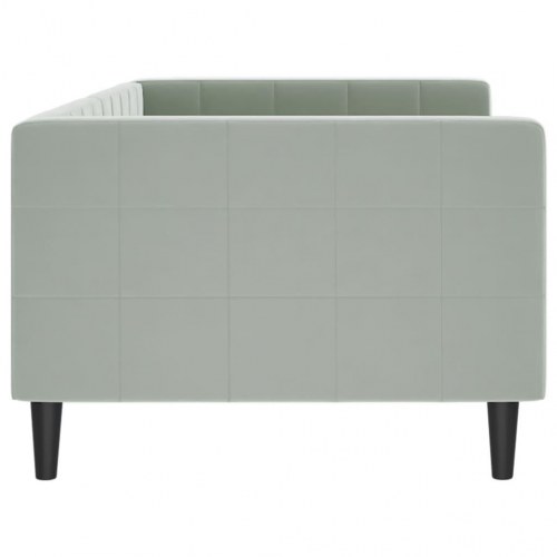Daybed 90x190 cm i velour - lysegrå sovesofa med lamelbund