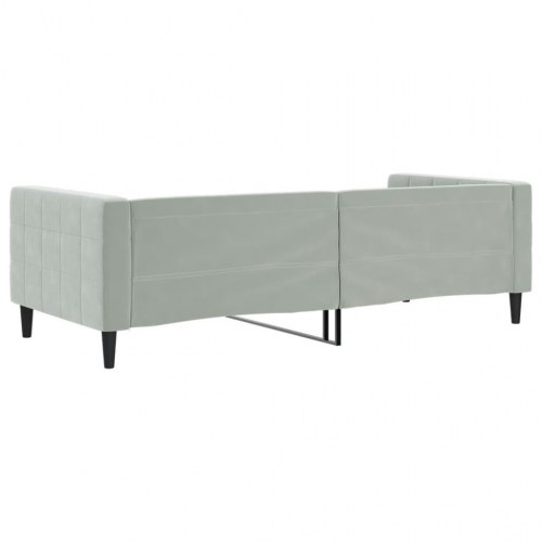 Daybed 90x190 cm i velour - lysegrå sovesofa med lamelbund