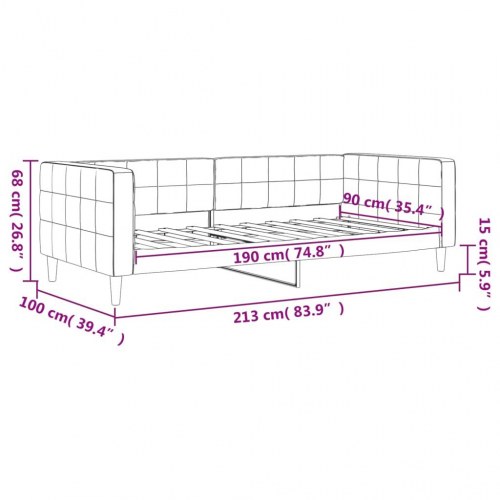 Daybed 90x190 cm i velour - lysegrå sovesofa med lamelbund