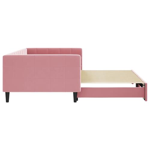 Daybed med udtræk 100x200 cm velour lyserød