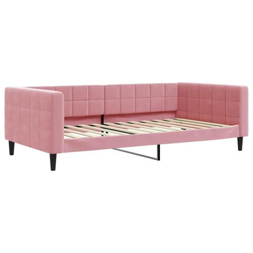 Daybed med udtræk 100x200 cm velour lyserød