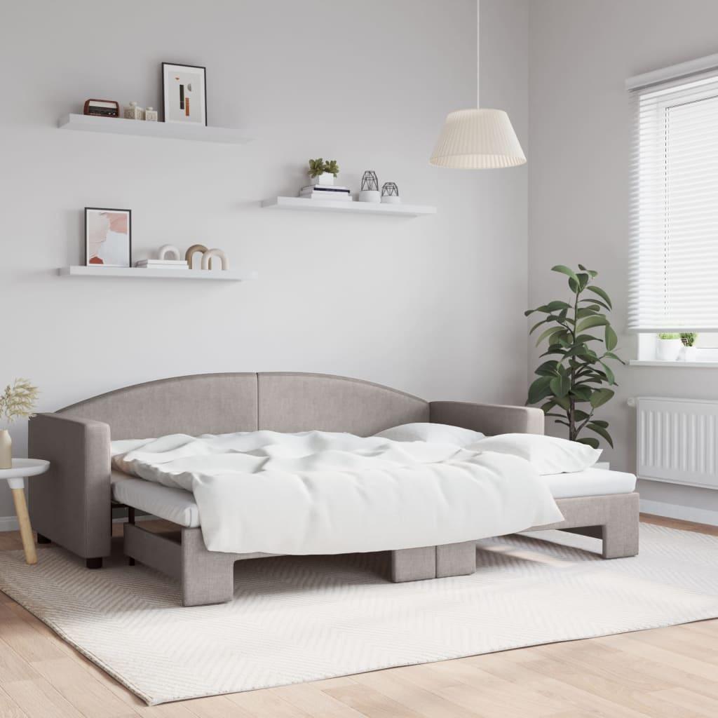 Daybed med udtræk 80x200 cm stof gråbrun