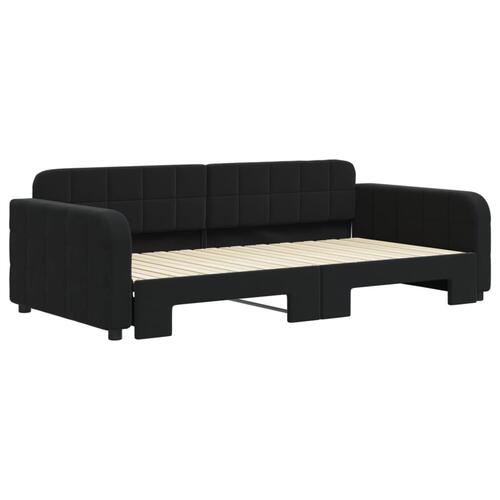 Daybed med udtræk 100x200 cm velour sort