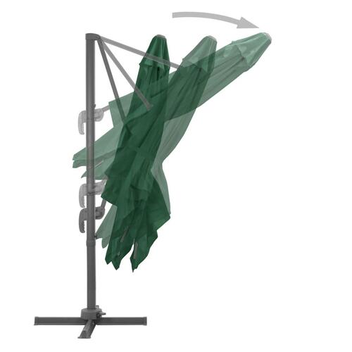 Haveparasol m. transportabel fod grøn
