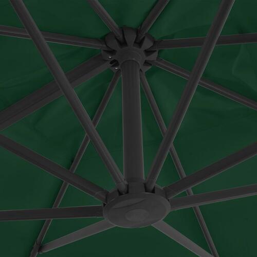 Haveparasol m. transportabel fod grøn