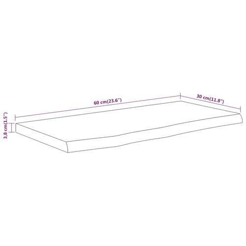 Væghylde 60x30x3,8 cm rektangulær massivt akacietræ