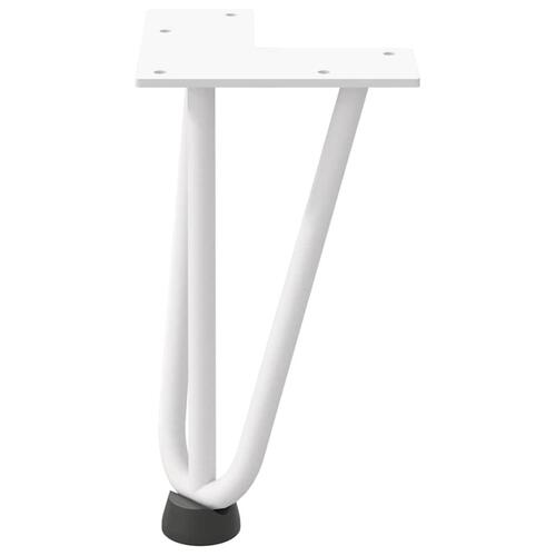 Hårnåle bordben 4 stk. 20 cm massivt stål hvid