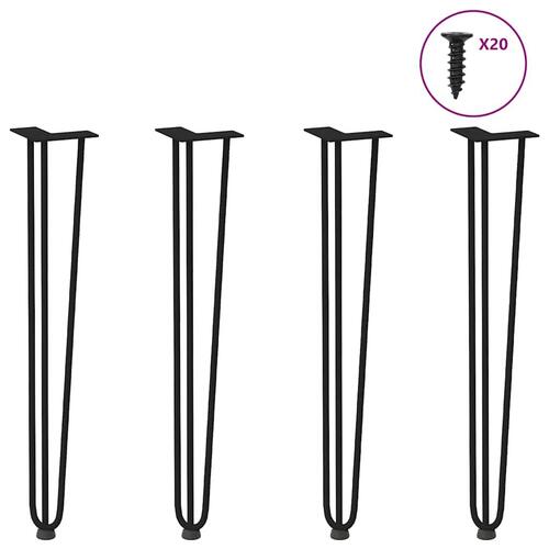 Hårnåle bordben 4 stk. 72 cm massivt stål sort