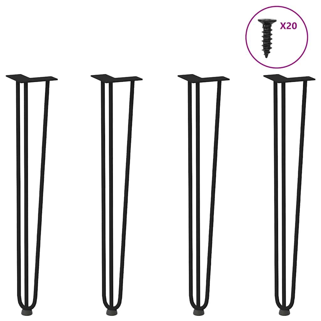 Hårnåle bordben 4 stk. 72 cm massivt stål sort