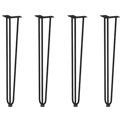 Hårnåle bordben 4 stk. 72 cm massivt stål sort