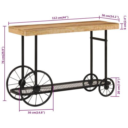 Konsolbord 112x36x76 cm massivt mangotræ og jern