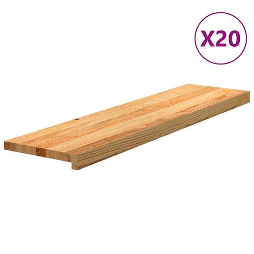 Trappemåtter 20 stk lysebrun 100x25x2 cm massivt egetræ