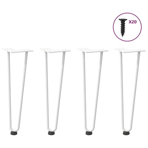 Hårnåle bordben 4 stk. 42 cm massivt stål hvid