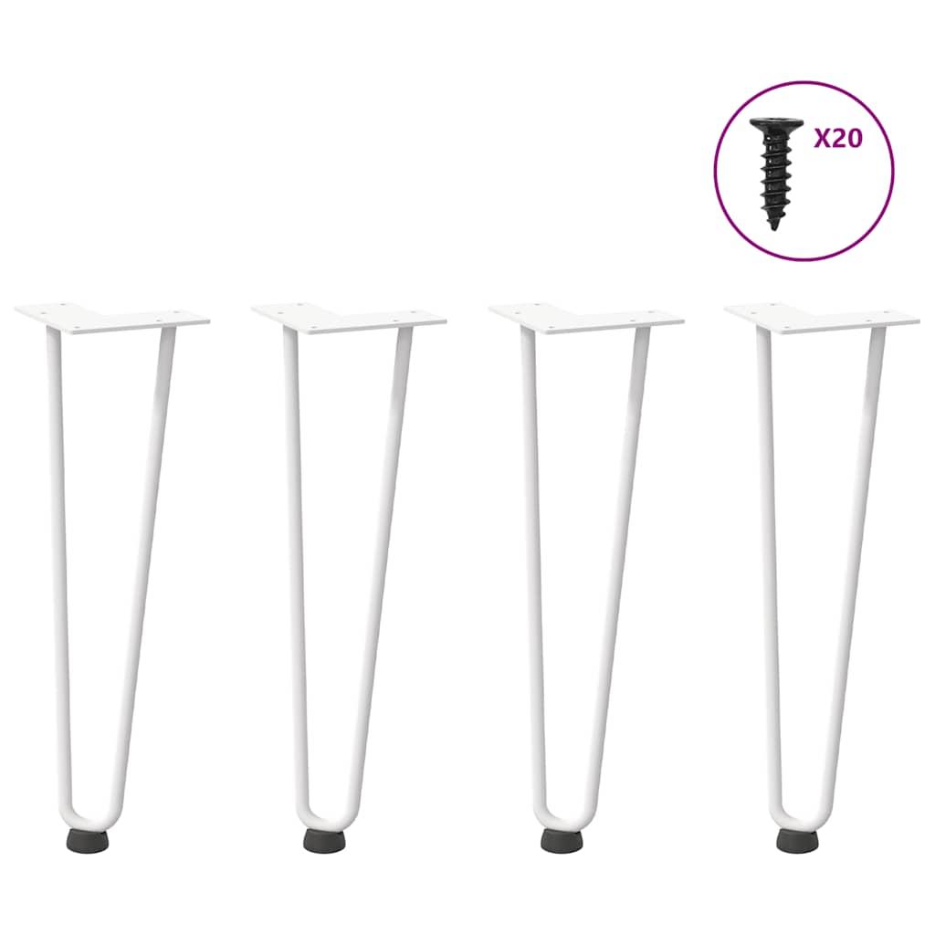 Hårnåle bordben 4 stk. 42 cm massivt stål hvid