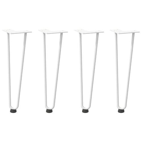 Hårnåle bordben 4 stk. 42 cm massivt stål hvid