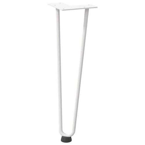 Hårnåle bordben 4 stk. 42 cm massivt stål hvid