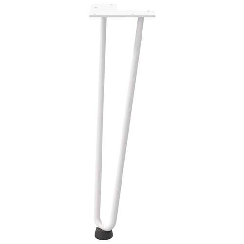 Hårnåle bordben 4 stk. 42 cm massivt stål hvid