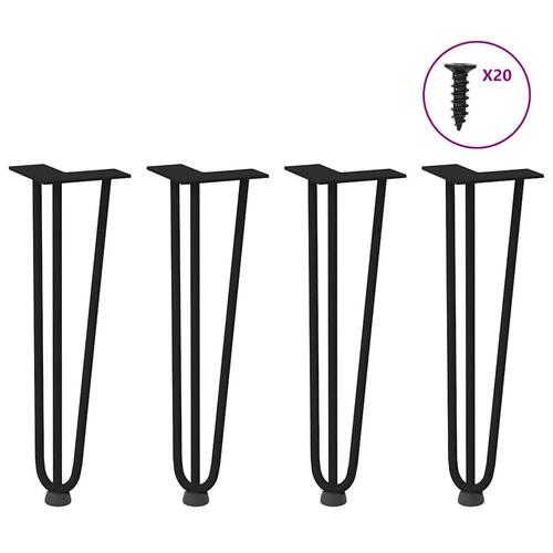 Hårnåle bordben 4 stk. 42 cm massivt stål sort