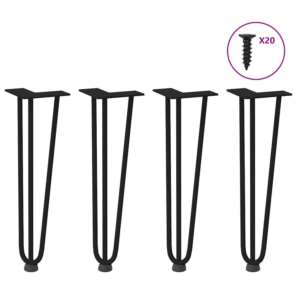 Hårnåle bordben 4 stk. 42 cm massivt stål sort