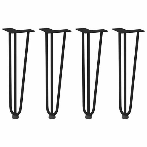 Hårnåle bordben 4 stk. 42 cm massivt stål sort