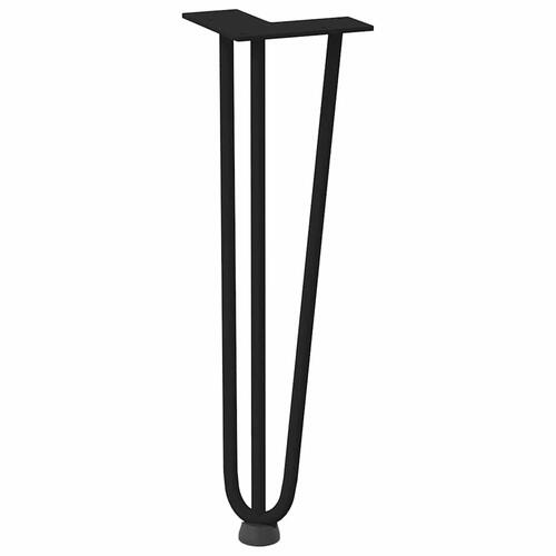 Hårnåle bordben 4 stk. 42 cm massivt stål sort