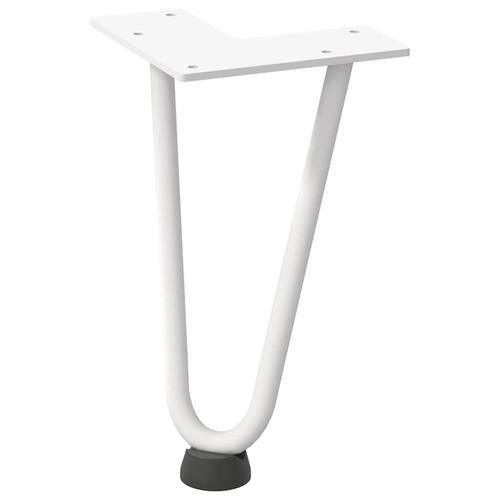 Hårnåle bordben 4 stk. 20 cm massivt stål hvid