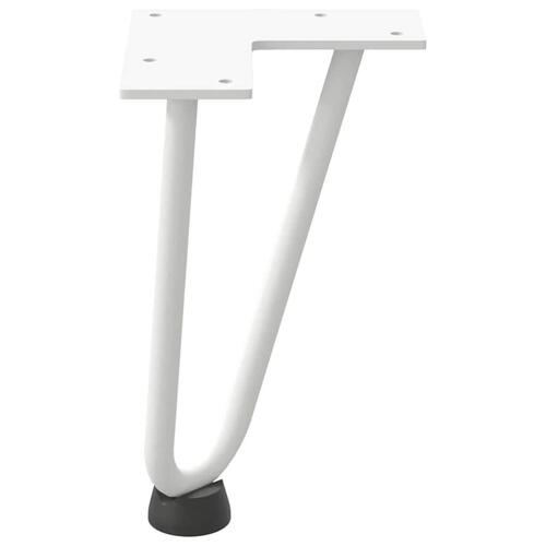 Hårnåle bordben 4 stk. 20 cm massivt stål hvid