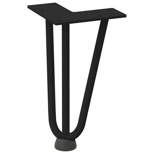 Hårnåle bordben 4 stk. 20 cm massivt stål sort