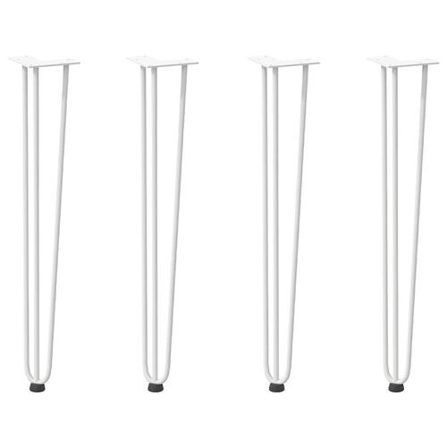 Hårnåle bordben 4 stk. 72 cm massivt stål hvid