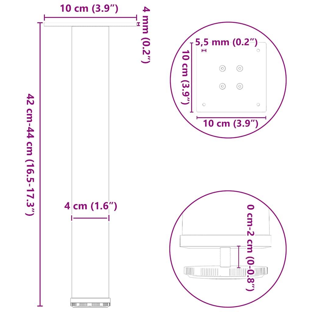 Sofabordben 4 stk. 42-44 cm stål hvid