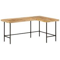 Skrivebord 165x110x77 cm massivt mangotræ og jern